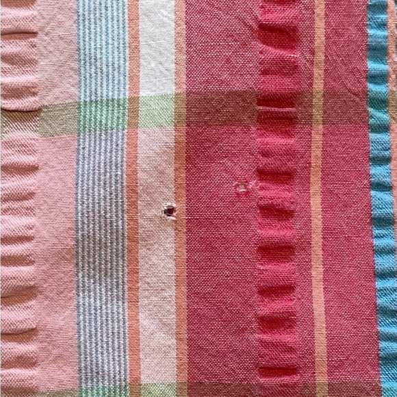 Ms Lee Coastalcore Rainbow Plaid Button Up Top Seersucker Retro Y2K‎ Size 6/8 - Picture 4 of 9